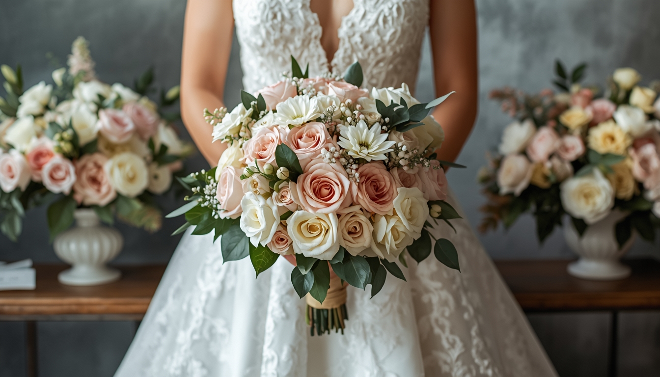Elegant wedding bouquets and floral arrangements