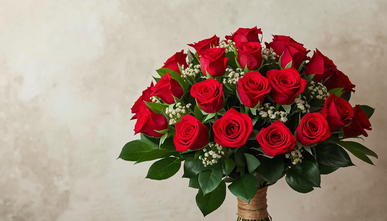 Premium red roses bouquet arrangement